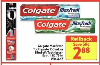 Walmart Colgate MaxFresh Toothpaste offer