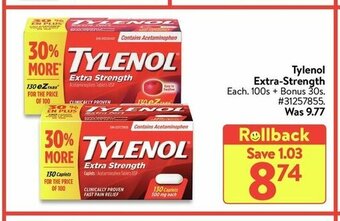 Walmart Tylenol Extra-Strength offer