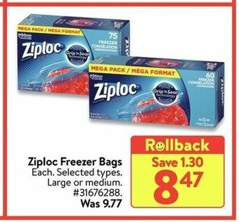 Walmart Ziploc Freezer Bags offer