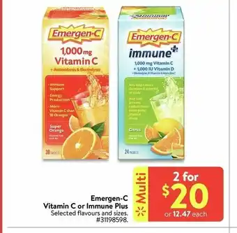 Walmart Emergen-C Vitamin C or Immune Plus offer