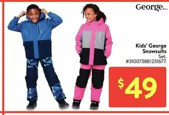 Walmart Kid's George Snowsuits offer