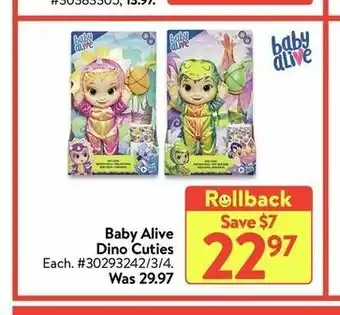 Walmart Baby Alive Dino Cuties offer
