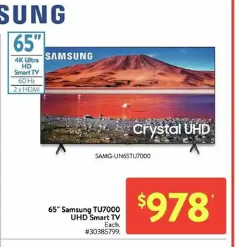Walmart 65" Samsung TU7000 UHD Smart Tv offer