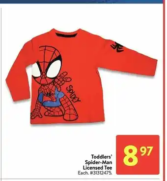 Walmart Toddlers' Spider-Man Licensed Tee offer
