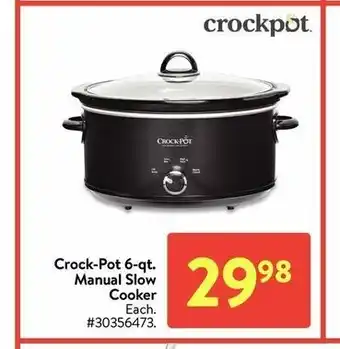 Walmart Crock-Pot 6-Qt Manual Slow Cooker offer