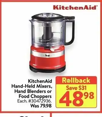 Walmart KitchenAid Hand-Held Mixers, Hand Blenders or Food Choppers offer