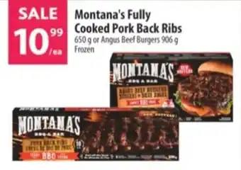 Montana's Fully Cooked Pork Back Ribs 650g or Angus Beef Burgers 906g Frozen