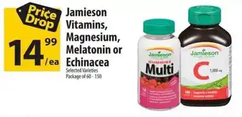 Co-op Jamieson Vitamins, Magnesium, Melatonin or Echinacea Selected Varieties Package of 60-150 offer