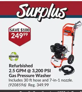 Princess Auto Refurbished 2.5 GPM@3, 200 PSI Gas Pressure Washer offer