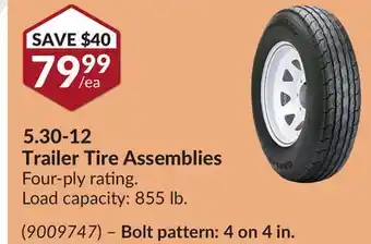 Princess Auto 5.30-12 Trailer Tire Assemblies offer
