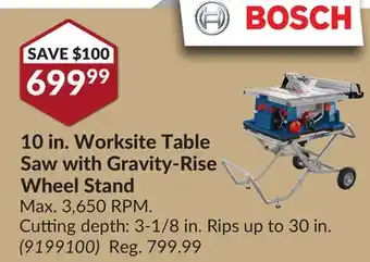 Princess Auto 10 in. Worksite Table Saw with Gravity-Rise Wheel Stand offer