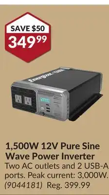 Princess Auto 1,500W 12V Pure Sine Wave Power Inverter offer