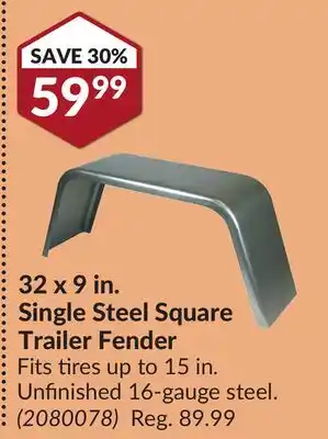 Princess Auto 32 x 9 in. Single Steel Square Trailer Fender offer