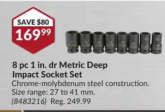 Princess Auto 8 pc 1 in. dr Metric Deep Impact Socket Set offer