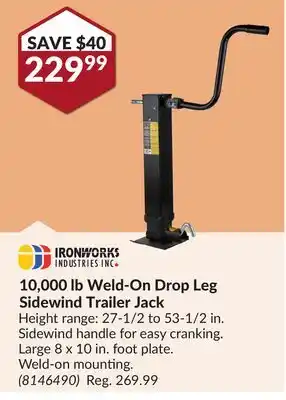 Princess Auto 10,000 lb Weld-On Drop Leg Sidewind Trailer offer