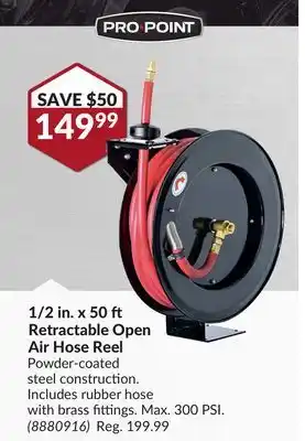 Princess Auto 1/2 in. x 50 ft Retractable Open Air Hose Reel offer