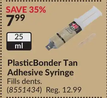 Princess Auto PlasticBonder Tan Adhesive Syringe offer