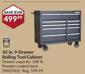 Princess Auto 42 in. 9-Drawer Rolling Tool Cabinet offer