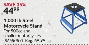 Princess Auto 1, 000 lb Steel Motorcycle Stand offer