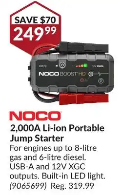 Princess Auto 2, 000A Li-ion Portable Jump Starter offer