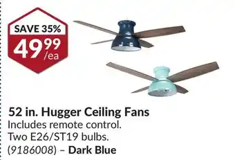 Princess Auto 52 in. Hugger Ceiling Fans Dark Blue offer