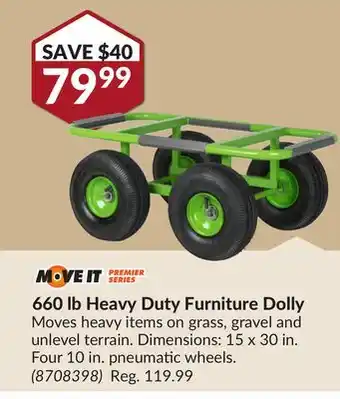 Princess Auto 660 lb Heavy Duty Furniture Dolly offer