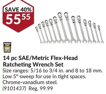 Princess Auto 14 pc SAE/Metric Flex-Head Ratcheting Wrench Set offer