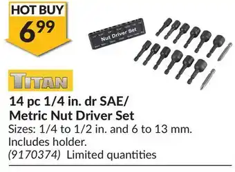 Princess Auto 14 pc 1/4 in. dr SAE/Metric Nut Driver Set offer