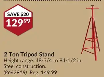 Princess Auto 2 Ton Tripod Stand offer