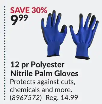 Princess Auto 12 pr Polyester Nitrile Palm Gloves offer