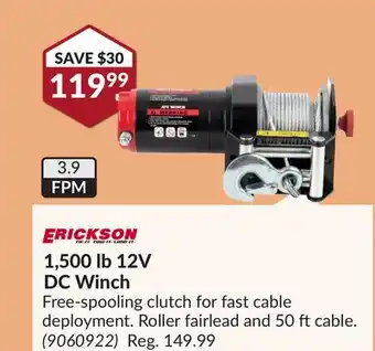 Princess Auto 1,500 lb 12V DC Winch offer