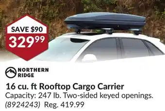 Princess Auto 16 cu. ft Rooftop Cargo Carrier offer
