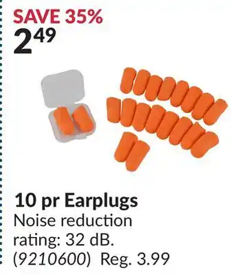 Princess Auto 10 pr Earplugs offer