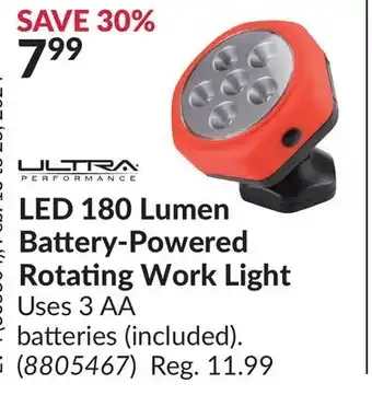 Princess Auto LED 180 Lumen Battery-Powered Rotating Work Light offer