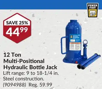 Princess Auto 12 Ton Multi-Positional Hydraulic Bottle Jack offer