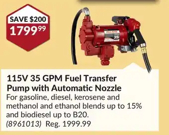 Princess Auto 115V 35 GPM Fuel Transfer Pump offer