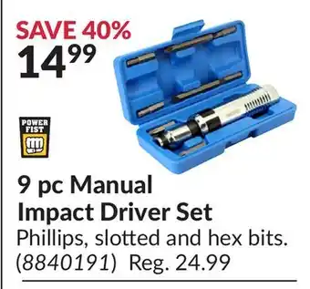 Princess Auto Power Fist 9 pc Manual Impact Driver Set offer