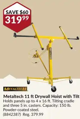 Princess Auto Metaltech 11 ft Drywall Hoist with Tilt offer