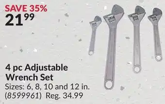 Princess Auto 4 pc Adjustable Wrench Set offer