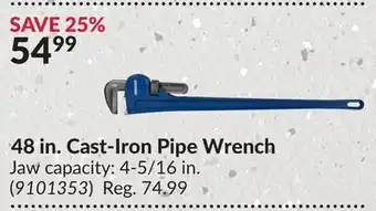 Princess Auto 48 in. Cast-Iron Pipe Wrench offer