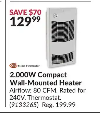Princess Auto 2,000W Compact Wall-Mounted Heater offer