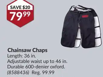 Princess Auto Chainsaw Chaps offer