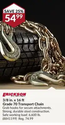 Princess Auto Erickson 3/8 in. x 16 Grade 70 Transport Chain offer