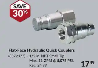 Princess Auto Flat-Face Hydraulic Quick Couplers offer