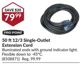 Princess Auto 50 ft 12/3 Single-Outlet Extension Cord offer
