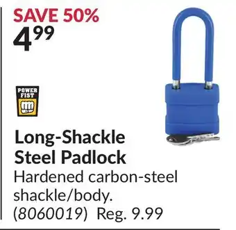 Princess Auto Long-Shackle Steel Padlock offer