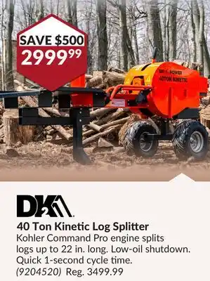 Princess Auto 40 Ton Kinetic Log Splitter offer