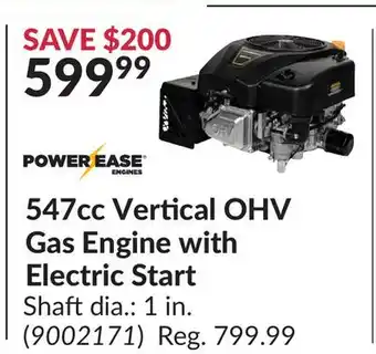 Princess Auto 547cc Vertical OHV Gas Engine with Electric Start offer