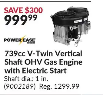 Princess Auto 739cc V-Twin Vertical ShaftOHV Gas Engine with Electric Start offer