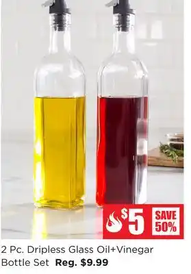 Kitchen Stuff Plus 2 Pc. Dripless Glass Oil + Vinegar Bottle Set offer